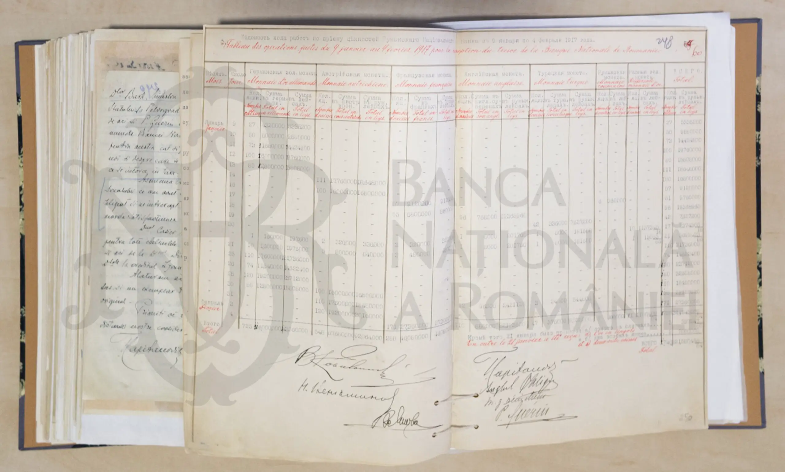 una dintre anexele Protocolului din 16 februarie 1917, așa cum se găsește în dosarul din Arhiva BNR