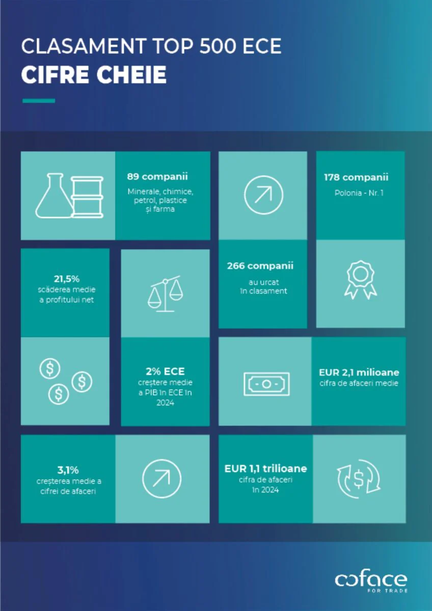 TOP 500 companii din Europa Centrală și de Est: România ocupă locul 4,cu 56 de companii prezente în clasament