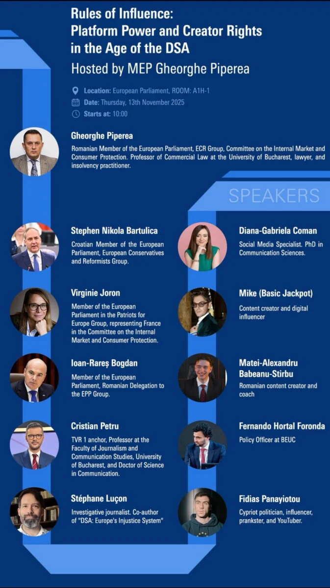 „Rules of Influence” la Bruxelles. Influencerii români, față în față cu legiuitorii europeni