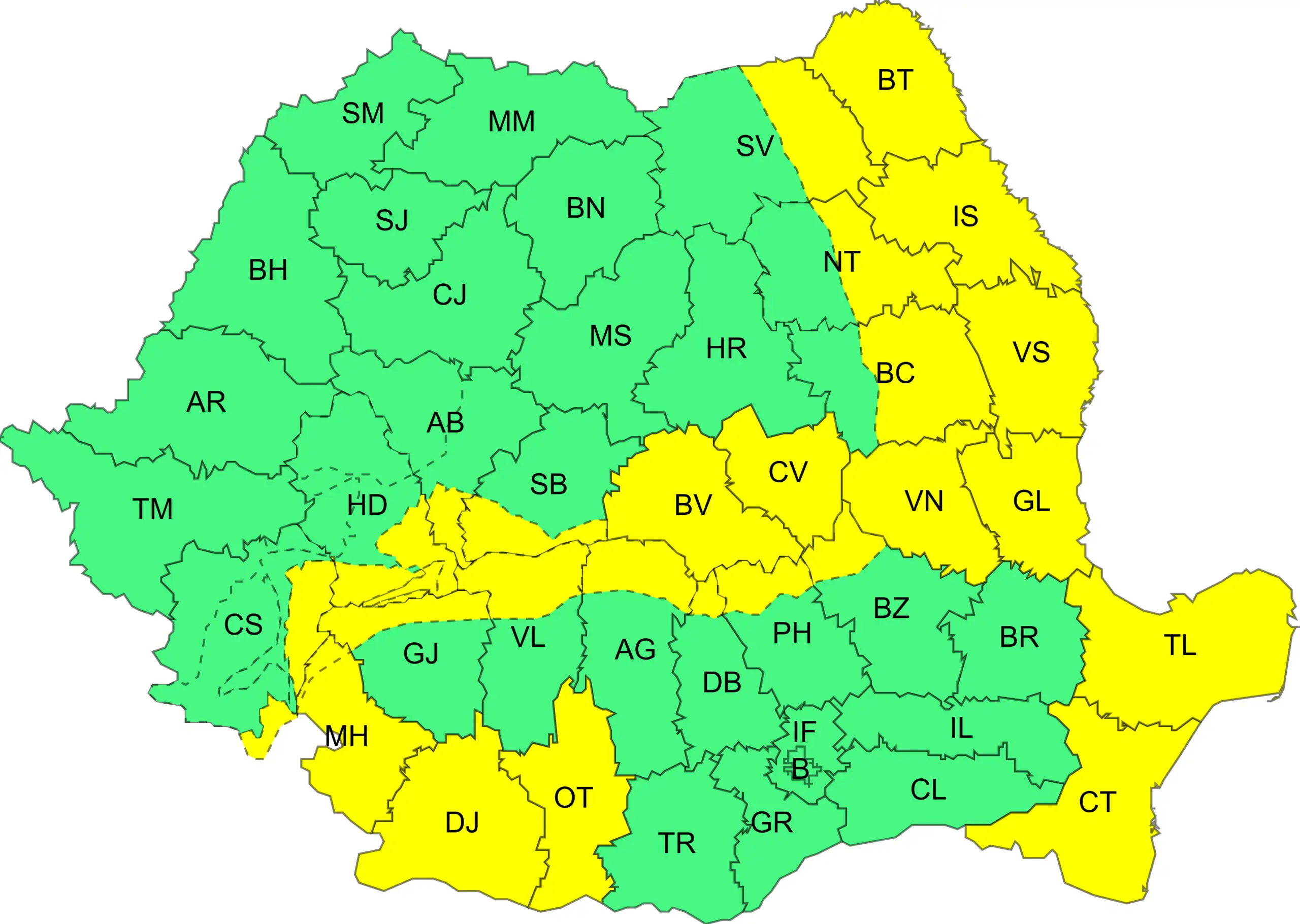 Cod Galben de intensificări ale vântului