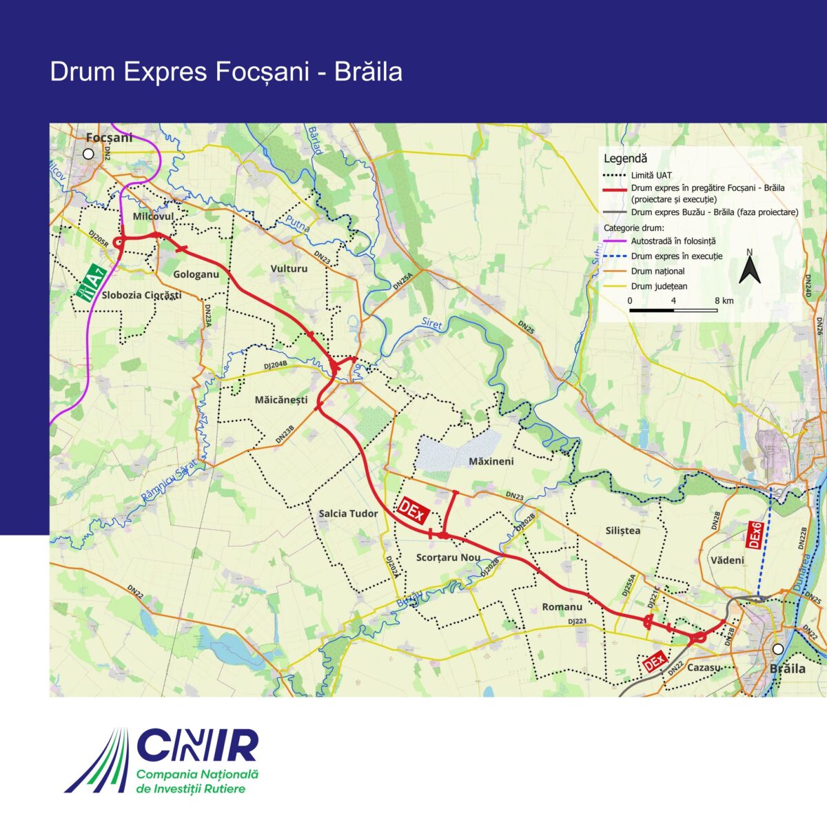 Traseul Drumului Expres Focșani–Brăila