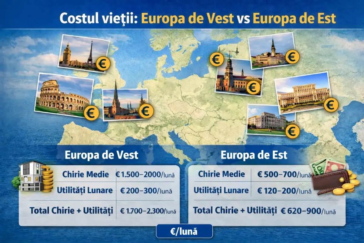 Europa, costul vietii, europa de vest, europa de est, chirii