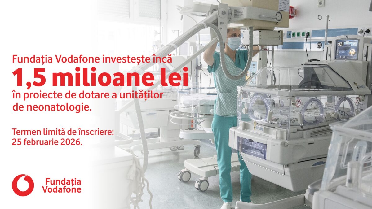 Fundația Vodafone investește încă 1,5 milioane de lei în dotarea unităților de neonatologie din România (P)