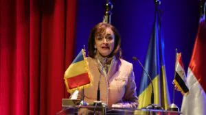Olivia Toderean, Ambasadorul României la Cairo, la conferința de presă dedicată Târgului internațional de carte din Cairo