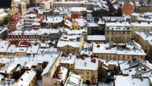 blocuri, case, iarnă