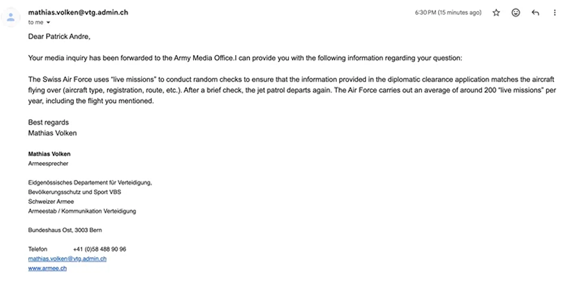 explicatii purtatorului de cuvant al Armatei Elvetiei