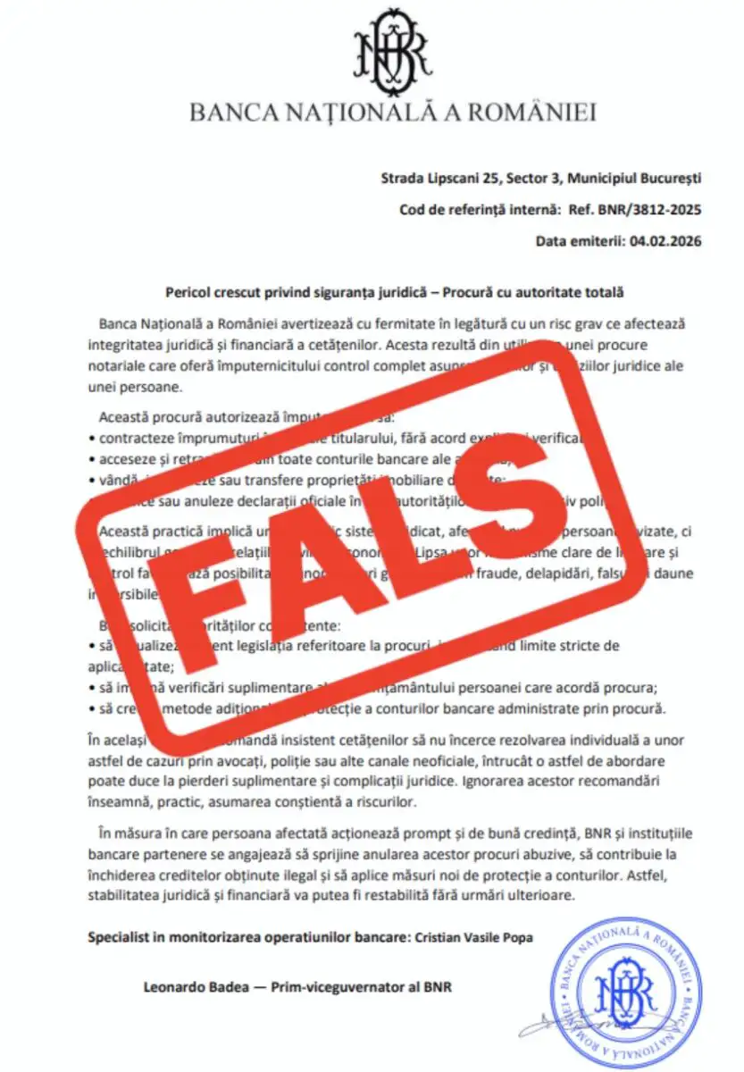 Document fals BNR