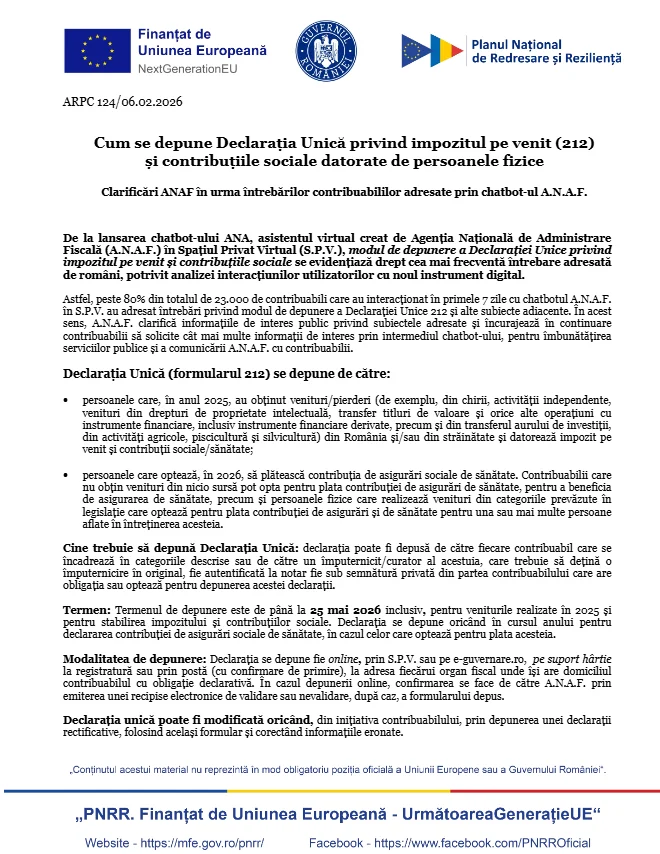 Ghid depunere Declarație Unică