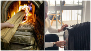 Sobă cu lemne, calorifer electric