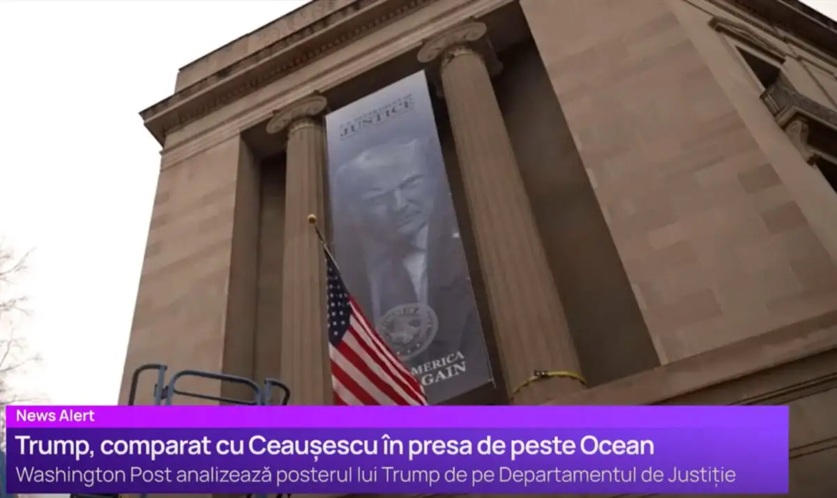 Banner-ul uriaș cu Donald Trump