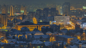 blocuri, case, iarnă