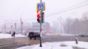 semafor, iarnă, intersectie, trecere de pietoni