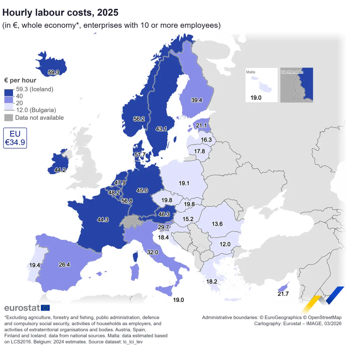 Eurostat hourly labour costs 2025
