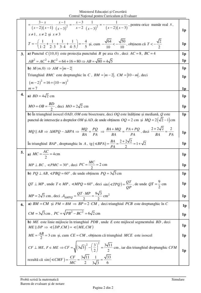 barem simulare en 2026 matematica
