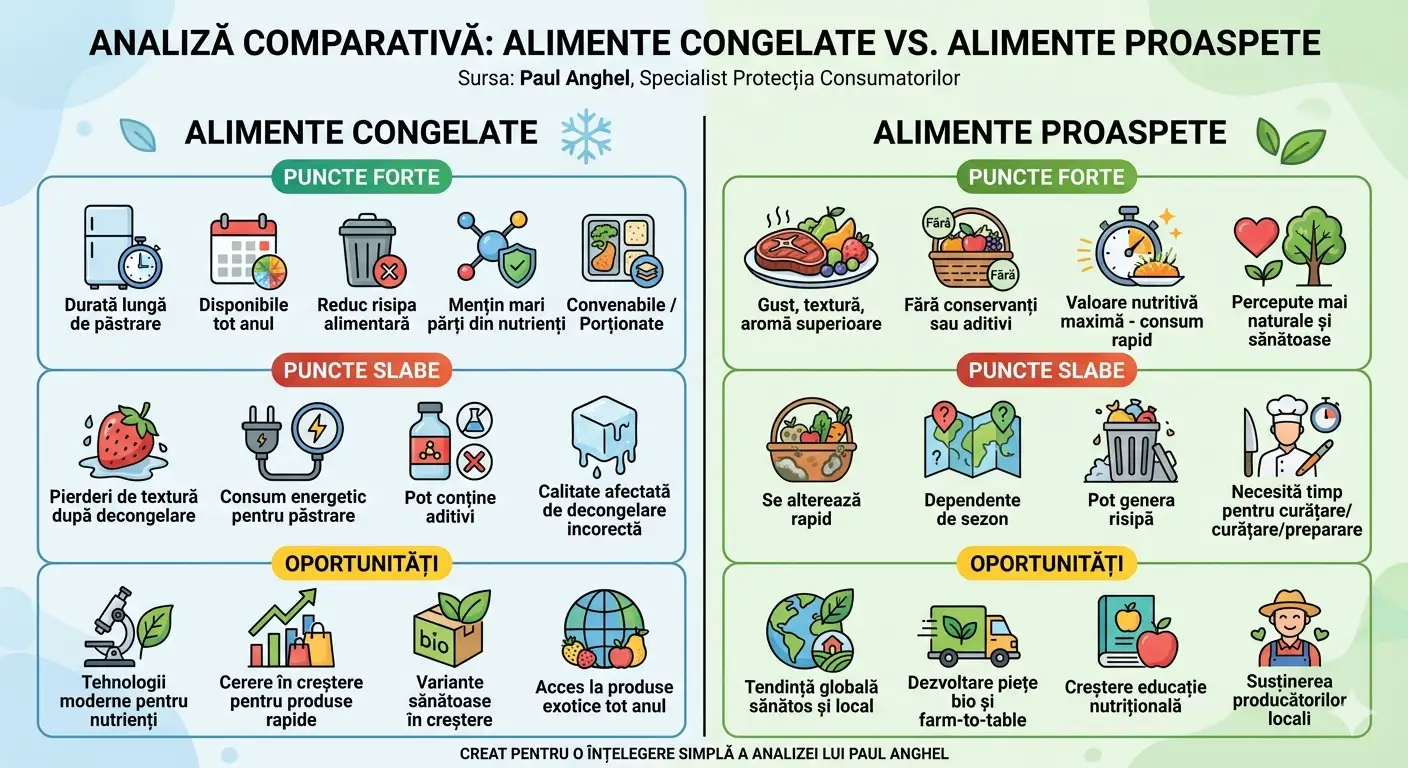 Avantajele și dezavantajele alimentelor congelate și proaspete
