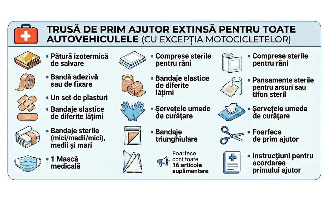 Grecia introduce din iunie 2026 obligația trusei extinse de prim ajutor pentru toate autovehiculele, cu excepția motocicletelor
