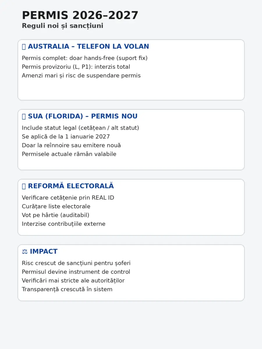 Infografic permis Australia și SUA
