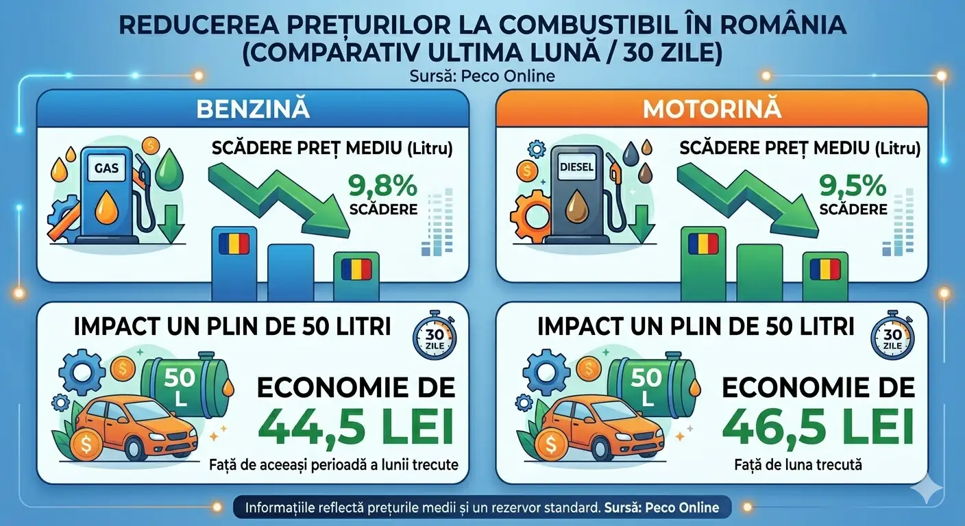 Modificările prețurilor la combustibil în ultima lună