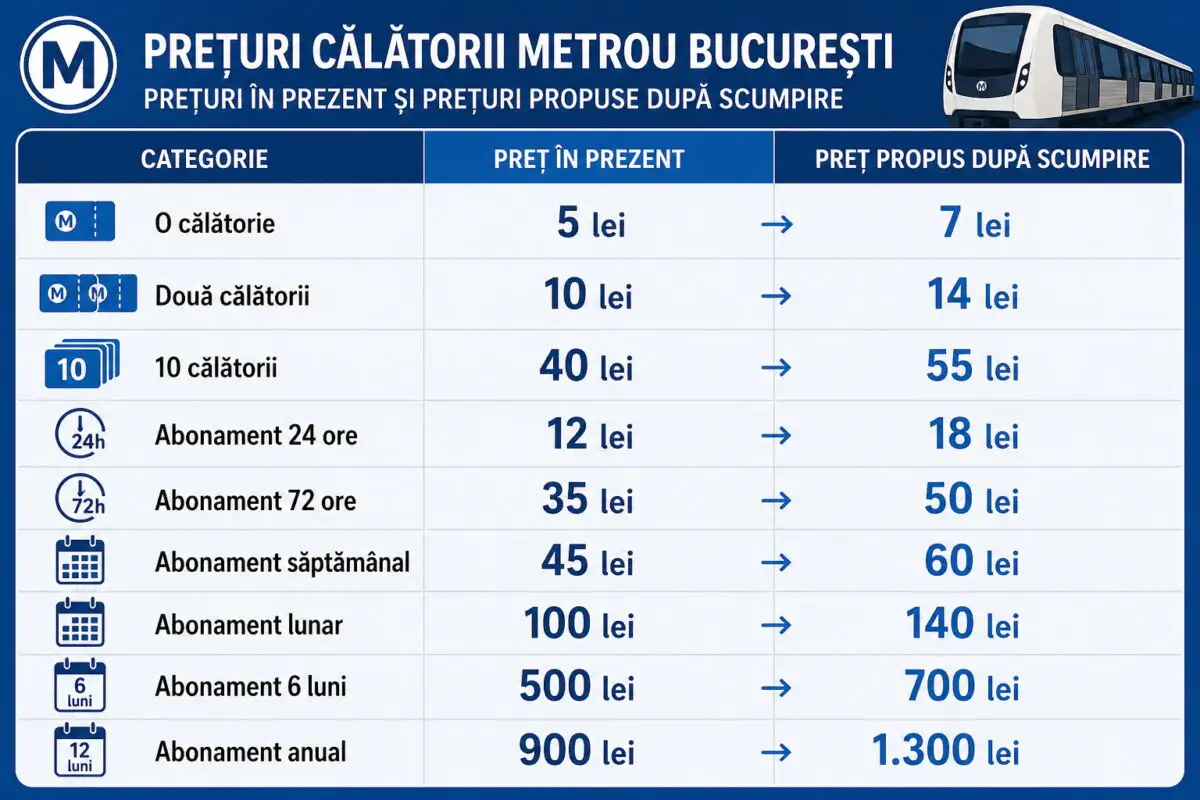 Propunere tarife metrou