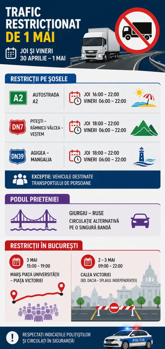 Trafic restricționat de 1 Mai
