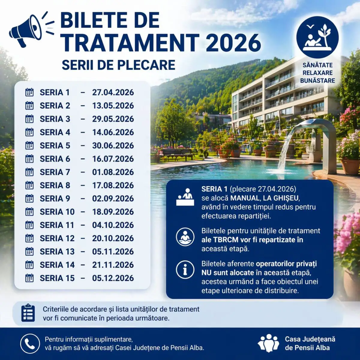 Bilete tratament balnear