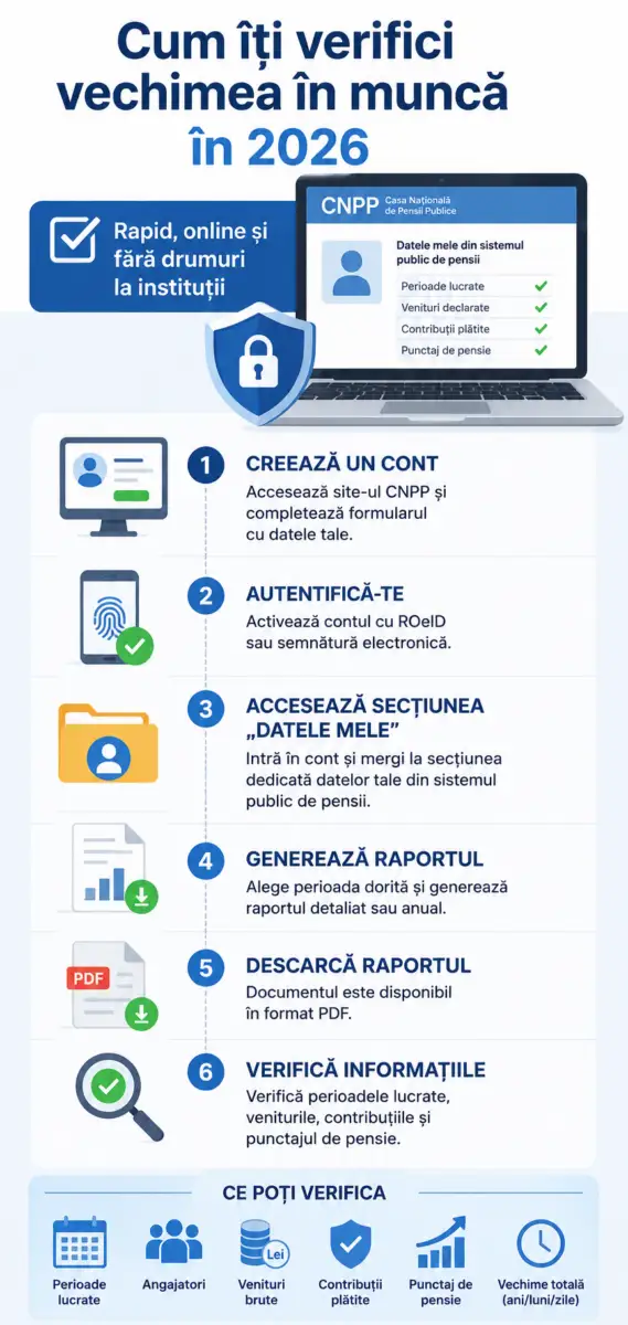 Cum verifici vechimea în muncă online