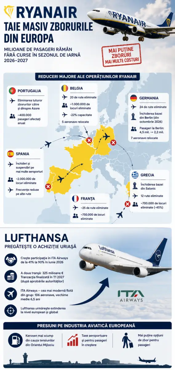 Deciziile Ryanair și Lufthansa în plină criză de kerosen