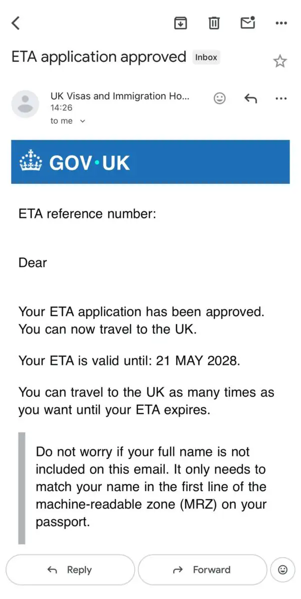 Electronic Travel Authorisation (ETA), Marea Britanie
