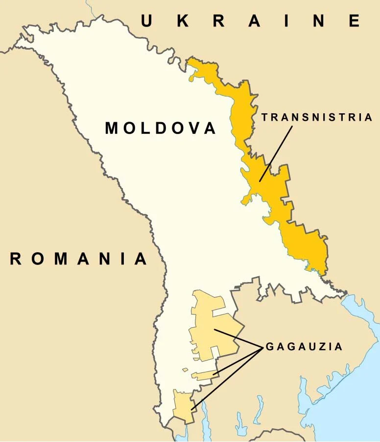 Găgăuzia și Transnistria pe hartă