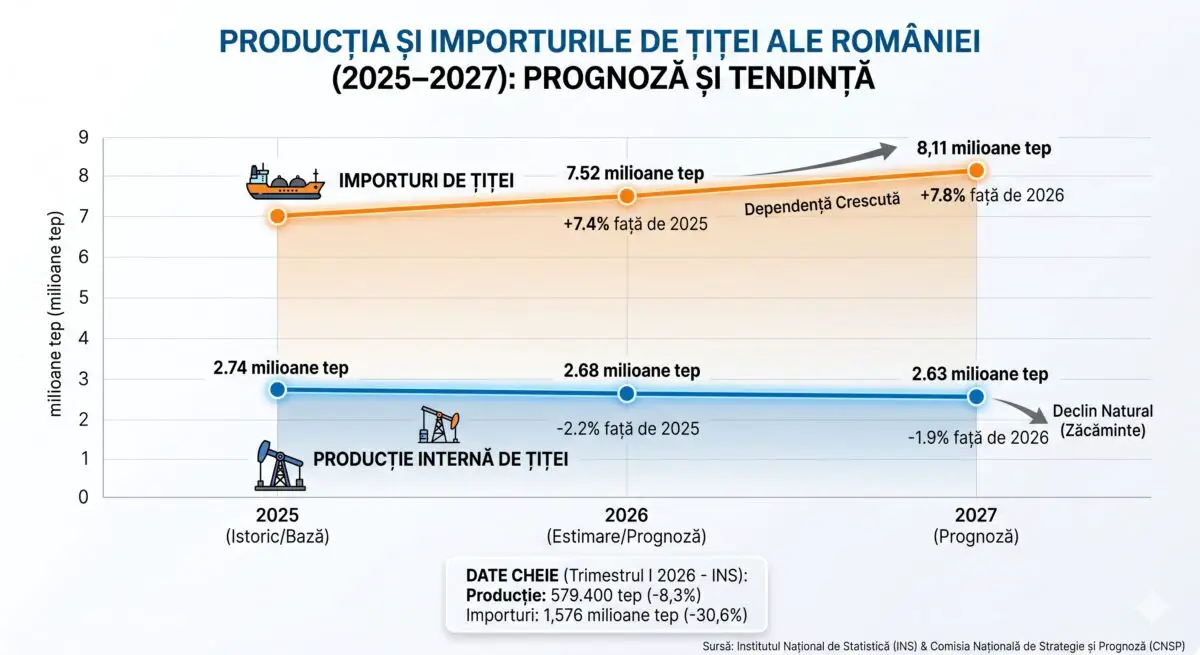 Grafic producție & importuri țiței
