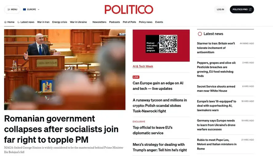 Politico, Moțiunea de cenzură și Ilie Bolojan