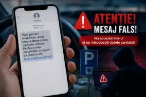 Nouă tentativă de fraudă în România: Escrocii se folosesc de o platformă de plată a parcării pentru a fura date bancare