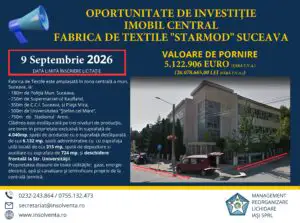Oportunitate de investiție. Imobil central – Fabrica de Textile „Starmod” Suceava (P)