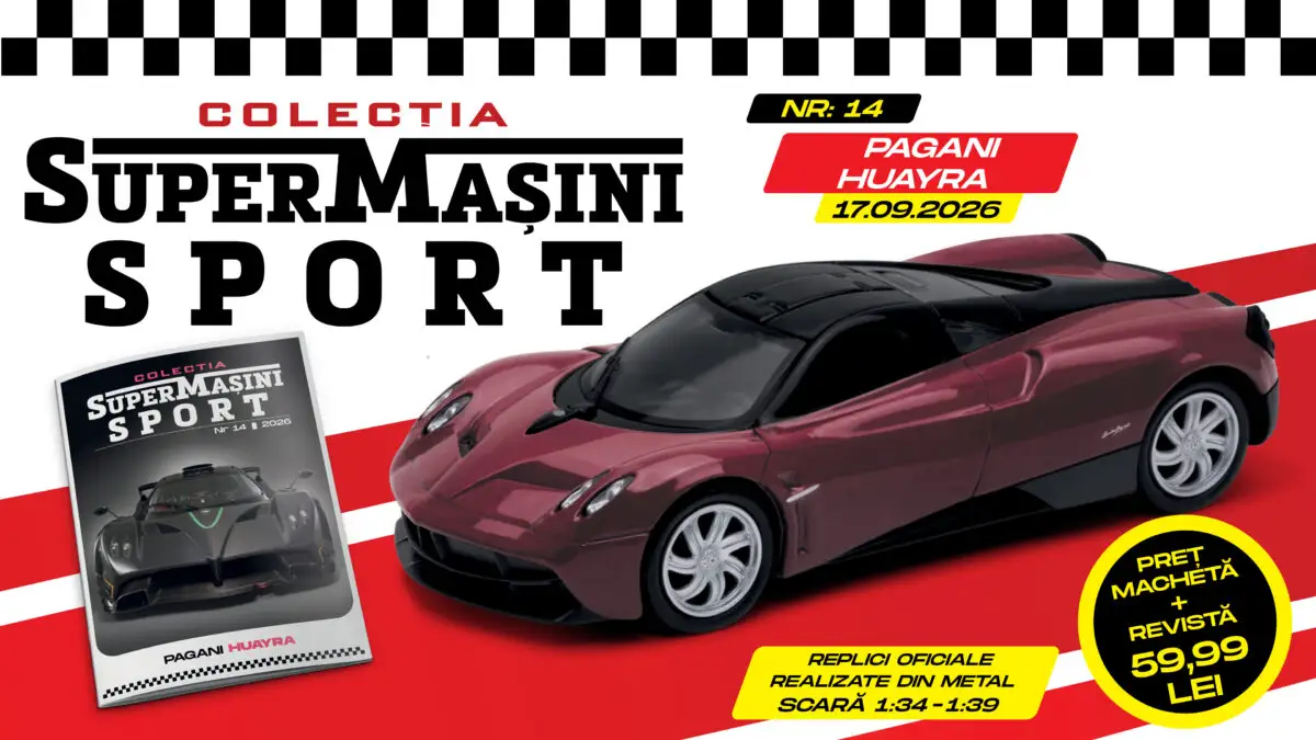 Colecția „SuperMașini Sport” aduce un model ultra-exclusivist: Pagani Huayra. Macheta metalică și revista, de joi la chioșcuri!