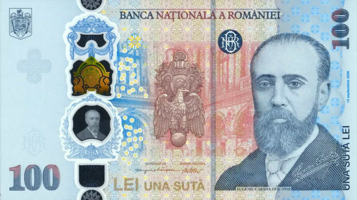 Noua bancnotă de 100 de lei, cu tema Eugeniu Carada, întemeietorul Băncii Naționale a României