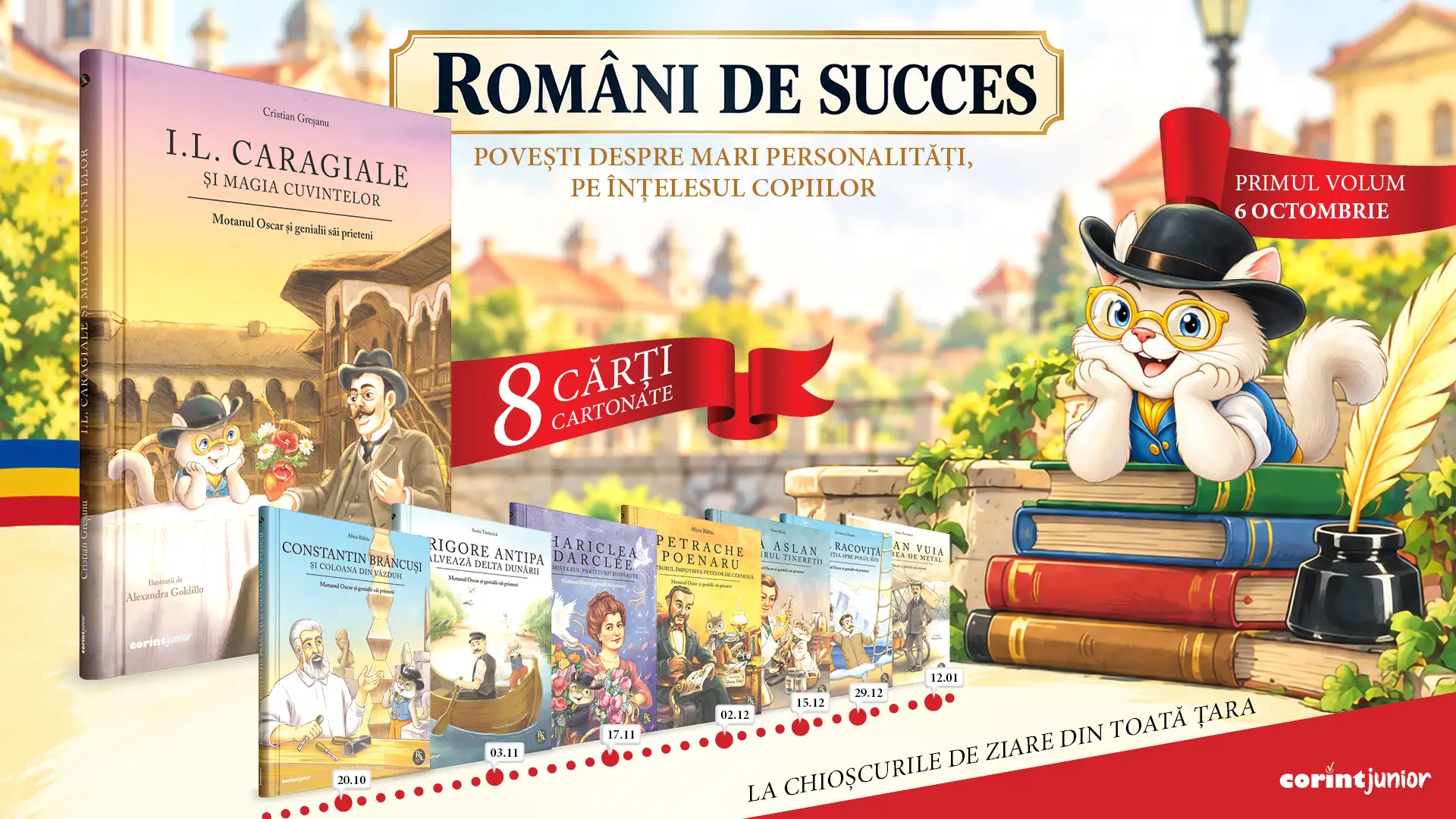 ROMÂNI DE SUCCES: O serie de cărți care reconstituie, pe înțelesul copiilor, portretele unora dintre cei mai valoroși români De marți, la chioșcurile de ziare!