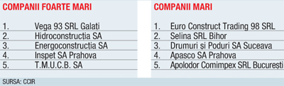 Cei mai mari constructori vin din jumătatea de est a ţării