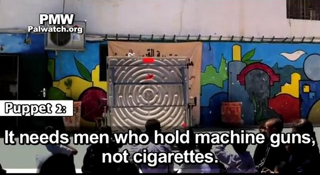 Un teatru de păpuşi din Palestina îşi îndeamnă micii spectatori: „Nu mai fumaţi, că vă face rău. Puneţi mâna pe arme şi luptaţi-vă cu evreii inamici”