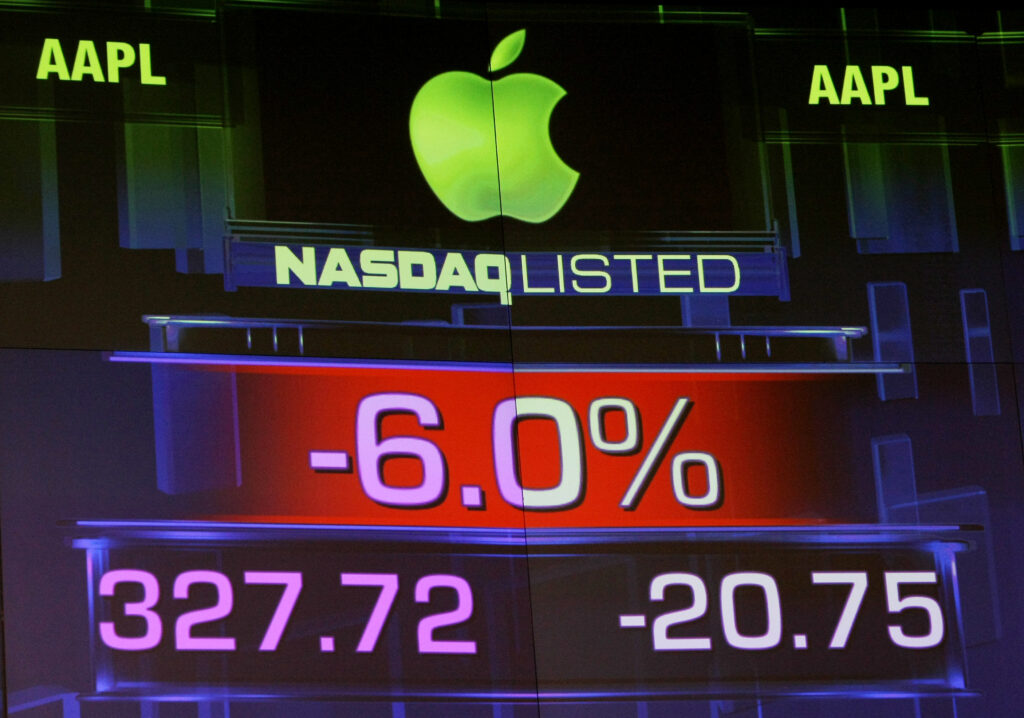 Când bursa americană crește, Apple și Facebook scad