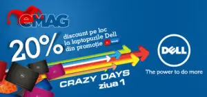 Reduceri zilnice la eMAG. În prima zi, laptopurile Dell au reduceri de 20%