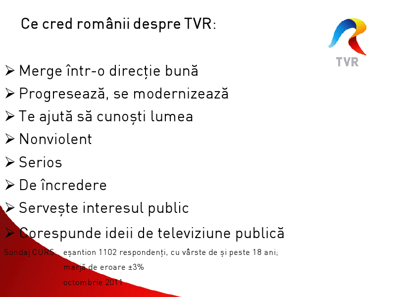 Sondaj: Românii consideră că TVR merge într-o direcţie bună