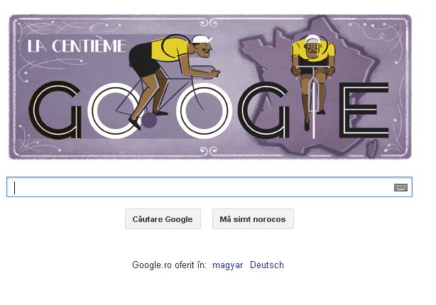 Google marchează printr-un doodle cea de-a 100-a ediţie a Turului Franţei