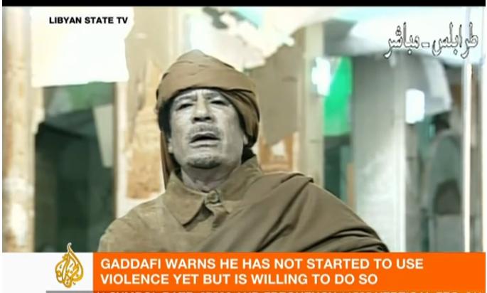 Gaddafi: Manifestanţii înarmaţi riscă „pedeapsa cu moartea”