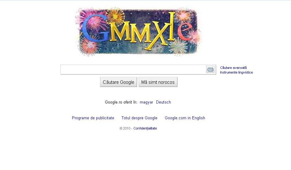 Google sărbătoreşte Anul Nou  printr-un logo special