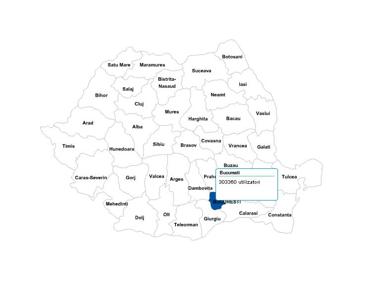 Harta utilizatorilor de Facebook din România