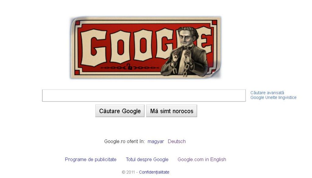 Google aniversează 137 de ani de la naşterea lui  Harry Houdini
