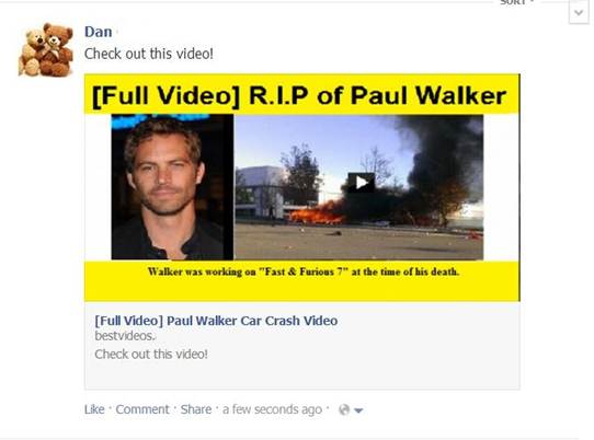 Escrocii s-au îmbogăţit pe Facebook de pe urma decesului actorului Paul Walker
