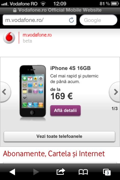 Vodafone a lansat versiunea beta a site-ului pentru mobil