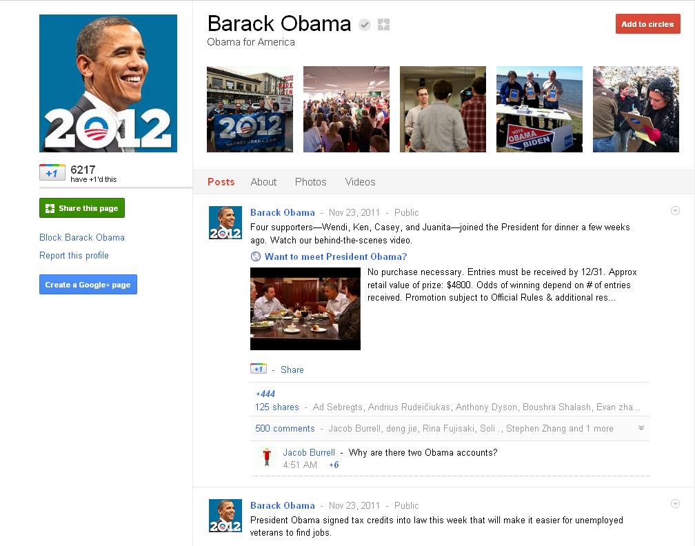 Barrack Obama, prezent pe Google+. VEZI cum arată pagina preşedintelui american