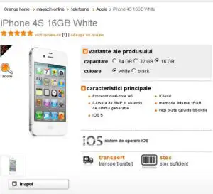 Află cât costă telefonul mobil iPhone 4S la Orange